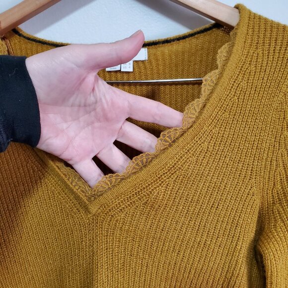BODEN Kelsey Emma Fair Isle V-Neck Sweater Alpaca Wool Knit Mustard Women's 4 - Picture 3 of 12
